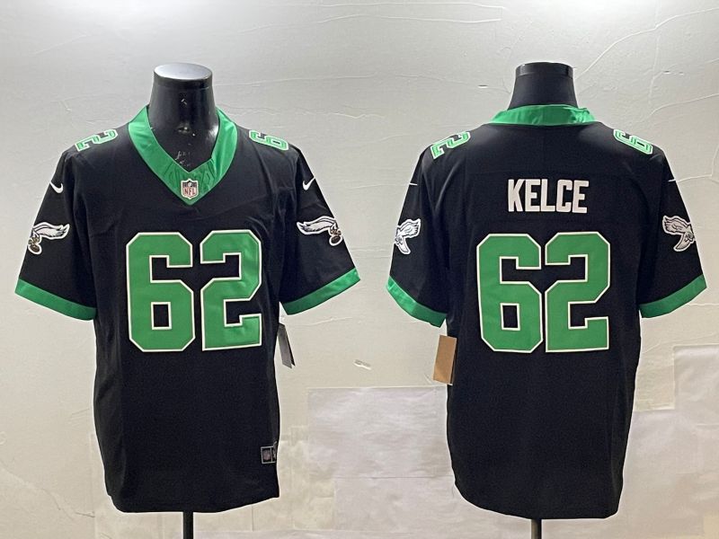 Men Philadelphia Eagles #62 Kelce Black three generations 2025 Nike Vapor Limited NFL Jersey style 1->philadelphia eagles->NFL Jersey